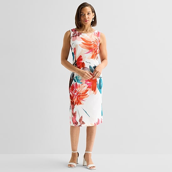Maya Brooke Womens Floral Jacket Dress