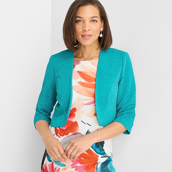 Maya Brooke Womens Floral Jacket Dress