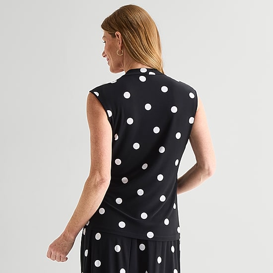 Black Label by Evan-Picone Womens Square Neck Sleeveless Blouse