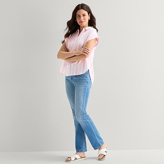 St. John's Bay Womens Tall Short Sleeve Blouse