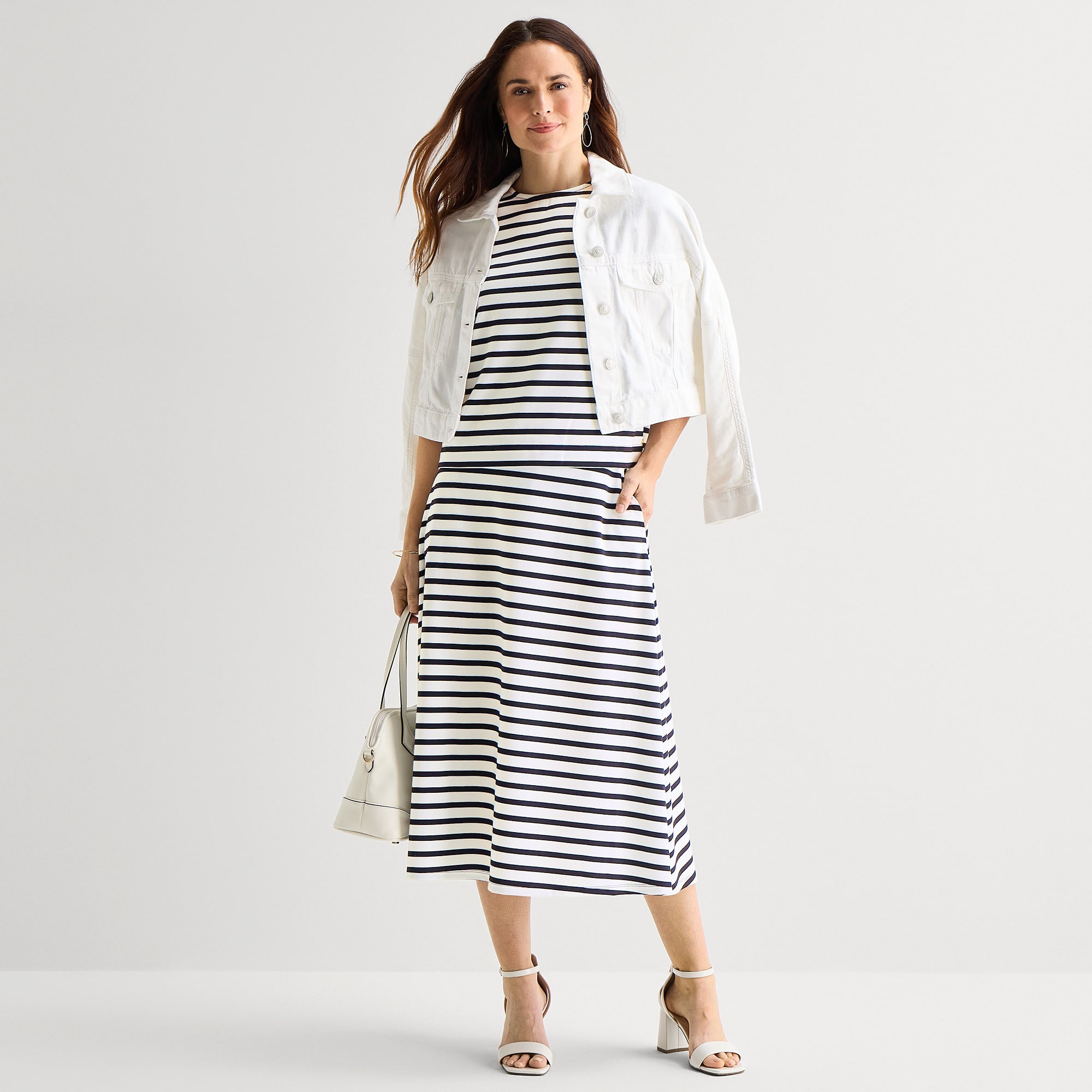 Liz Claiborne Womens Mid Rise Midi A-Line Skirt