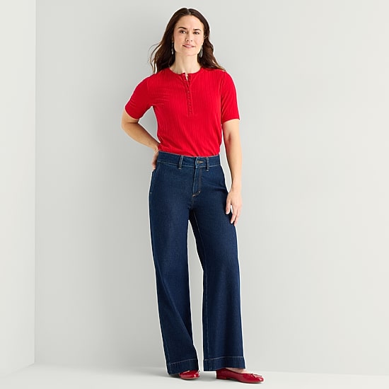 Liz Claiborne Womens Short Sleeve Regular Fit Henley Shirt
