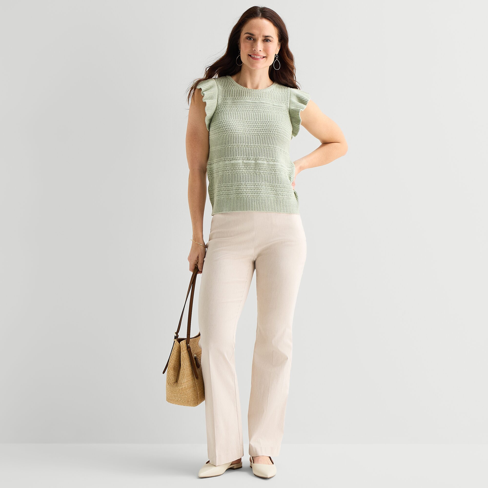 Liz Claiborne Womens Crew Neck Short Sleeve Pullover Sweater
