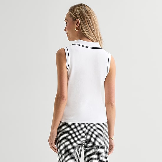 Liz Claiborne Womens Sleeveless Polo Sweater