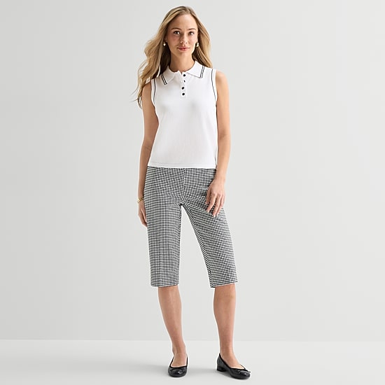Liz Claiborne Womens Sleeveless Polo Sweater