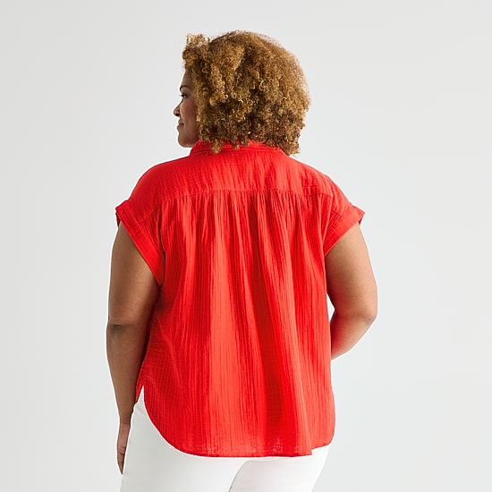 St. John's Bay Womens Plus Short Sleeve Blouse