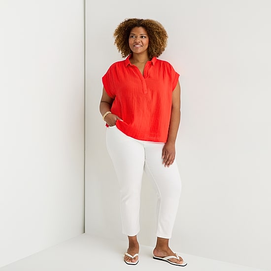 St. John's Bay Womens Plus Short Sleeve Blouse