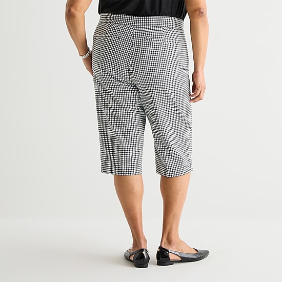 Liz Claiborne Lisa Womens Plus Stretch Fabric Straight Mid Rise Capri Pant