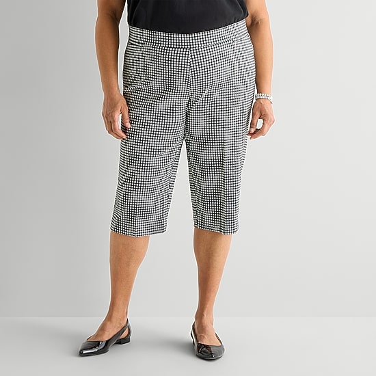 Liz Claiborne Lisa Womens Plus Stretch Fabric Straight Mid Rise Capri Pant