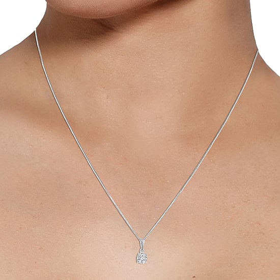 Diamond Blossom Womens 1/4 CT. T.W. Natural White Diamond 10K Gold Round 18 Inch Pendant Necklace