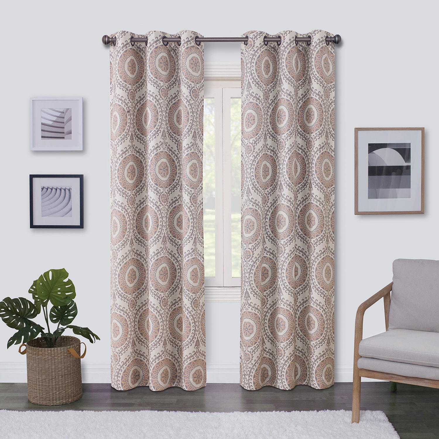 Regal Home Surfaces Medallion Grommet Top Light-Filtering Single Curtain Panel