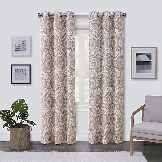 Regal Home Surfaces Medallion Grommet Top Light-Filtering Single Curtain Panel