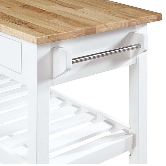 French Country Butcher Block Counter Top Kitchen Cart with Wine Rack