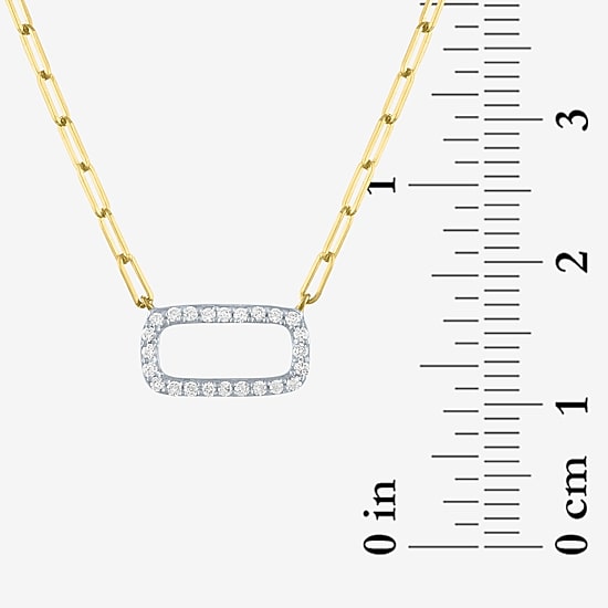 Diamond Addiction Womens 1/8 CT. T.W. Natural White Diamond 10K Gold Paperclip 18 Inch Pendant Necklace