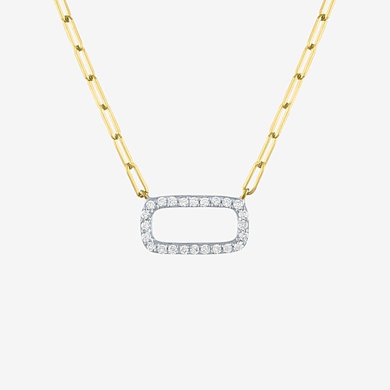 Diamond Addiction Womens 1/8 CT. T.W. Natural White Diamond 10K Gold Paperclip 18 Inch Pendant Necklace