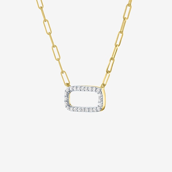 Diamond Addiction Womens 1/8 CT. T.W. Natural White Diamond 10K Gold Paperclip 18 Inch Pendant Necklace