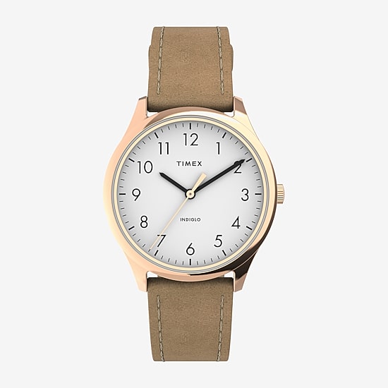 Timex Womens Rose Goldtone Leather Strap Watch Tw2t72400jt
