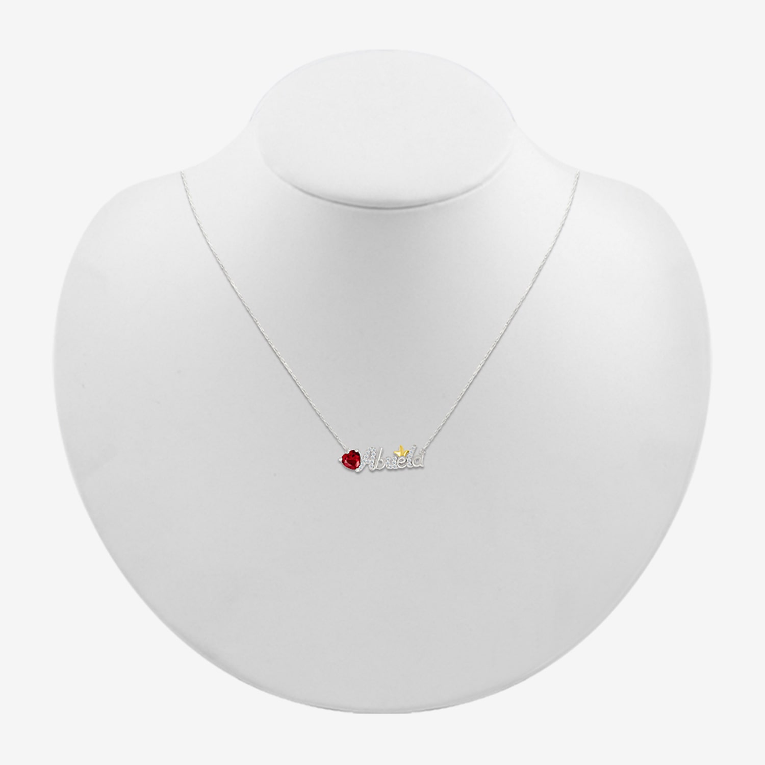 Abuela Womens Lab Created Red Ruby 10K Gold Sterling Silver Heart 18 Inch Pendant Necklace