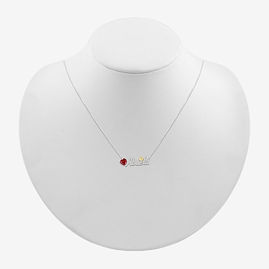 Abuela Womens Lab Created Red Ruby 10K Gold Sterling Silver Heart 18 Inch Pendant Necklace