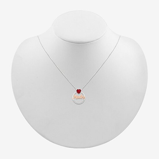 Madre Womens Lab Created Red Ruby 10K Rose Gold Sterling Silver Heart 18 Inch Pendant Necklace