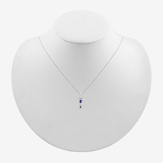 Sea Horse Womens Lab Created Blue Sapphire Sterling Silver 18 Inch Pendant Necklace