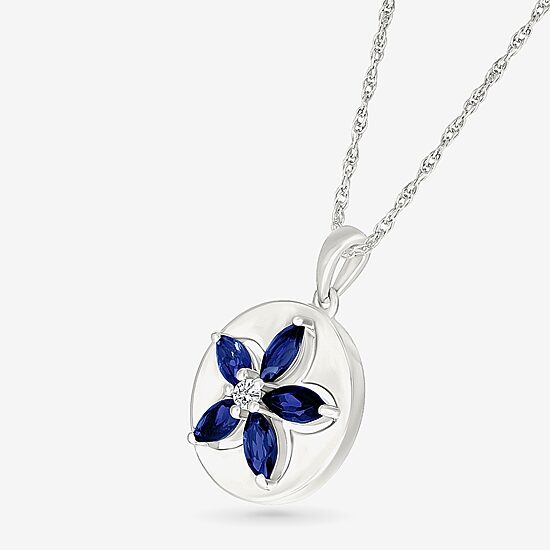 Womens Lab Created Blue Sapphire Sterling Silver 18 Inch Pendant Necklace