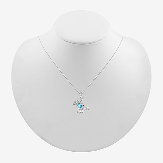 Crab Womens Genuine Blue Topaz Sterling Silver 18 Inch Pendant Necklace