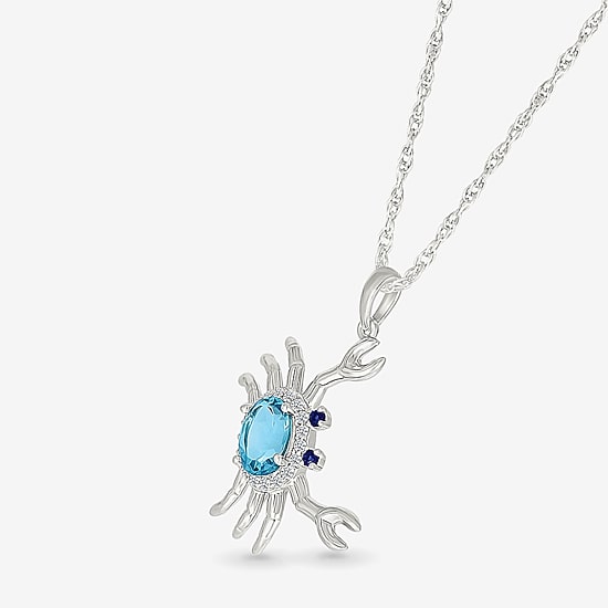 Crab Womens Genuine Blue Topaz Sterling Silver 18 Inch Pendant Necklace