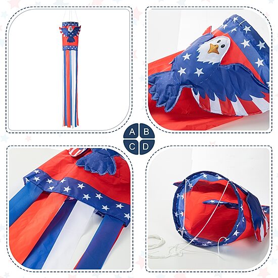 Glitzhome Eagle Windsocks 4th of July Yard Art