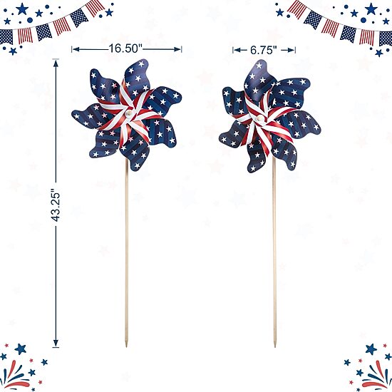 Glitzhome Patriotic Windmills 4th of July Yard Art