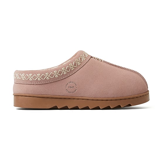 Dearfoams Doreen Genuin Suede Embroidery Womens Memory Foam Clog Slippers