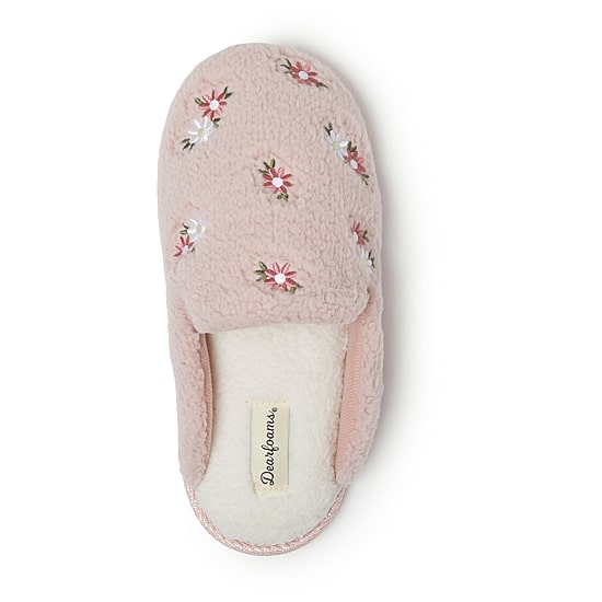 Dearfoams Teddy Tab Scuff Womens Memory Foam Slip-On Slippers