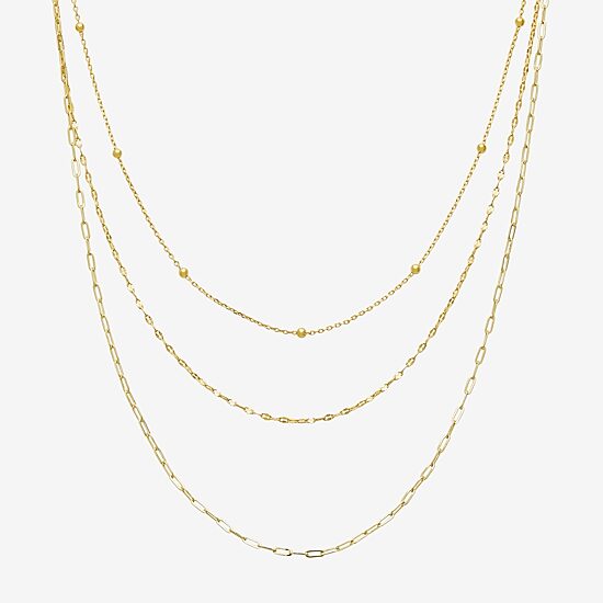 16/18/20 Inch Womens 14K Gold Over Brass Hypoallergenic 3-pc. Necklace Set
