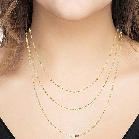 16/18/20 Inch Womens 14K Gold Over Brass Hypoallergenic 3-pc. Necklace Set
