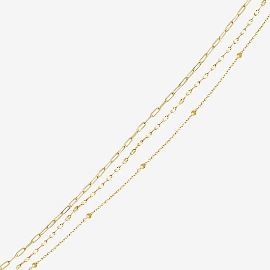 16/18/20 Inch Womens 14K Gold Over Brass Hypoallergenic 3-pc. Necklace Set