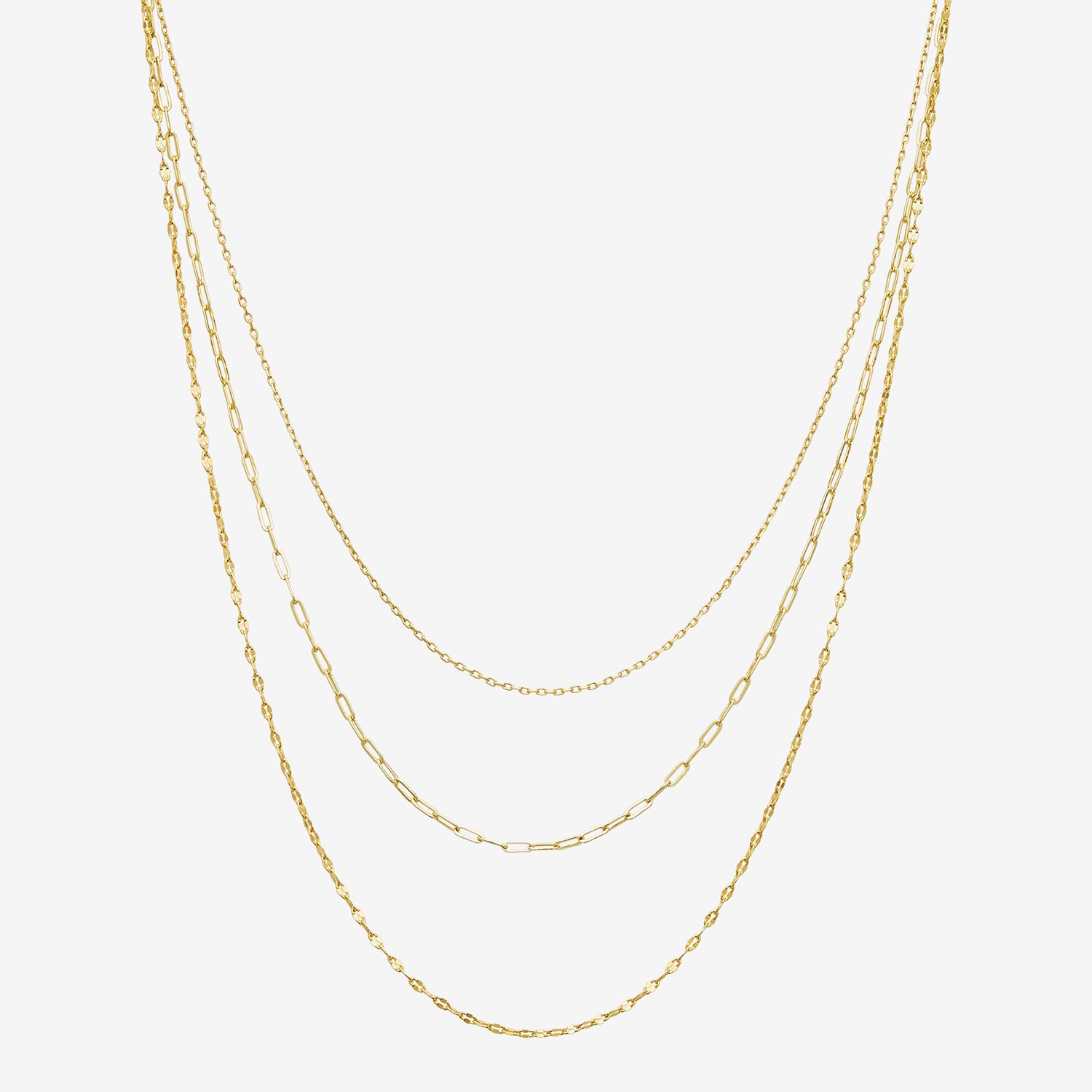16/18/20 Inch Womens 14K Gold Over Brass Hypoallergenic 3-pc. Necklace Set