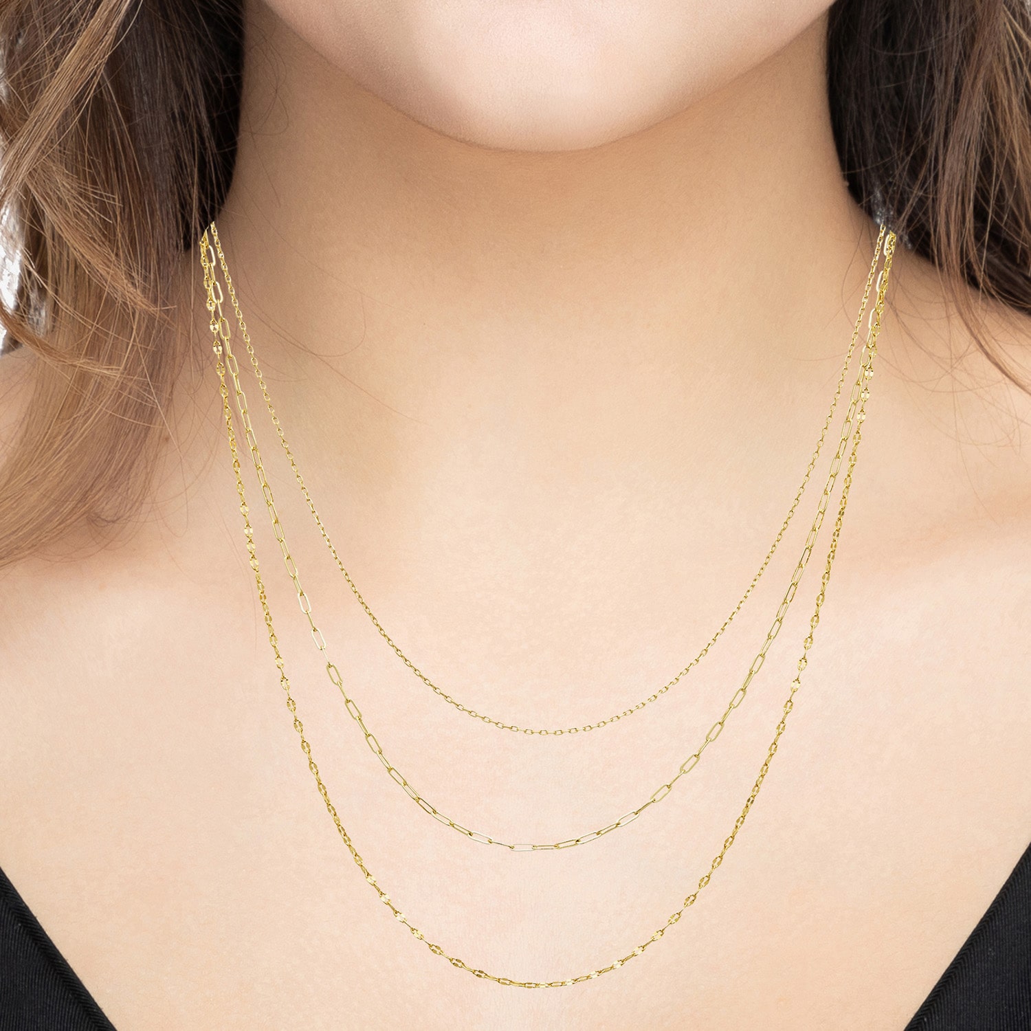 16/18/20 Inch Womens 14K Gold Over Brass Hypoallergenic 3-pc. Necklace Set