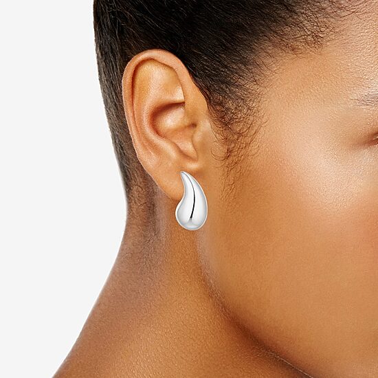 Silver Reflections Womens 22.5mm Hoop Earrings