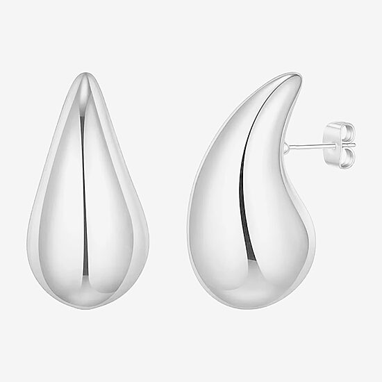 Silver Reflections Womens 22.5mm Hoop Earrings