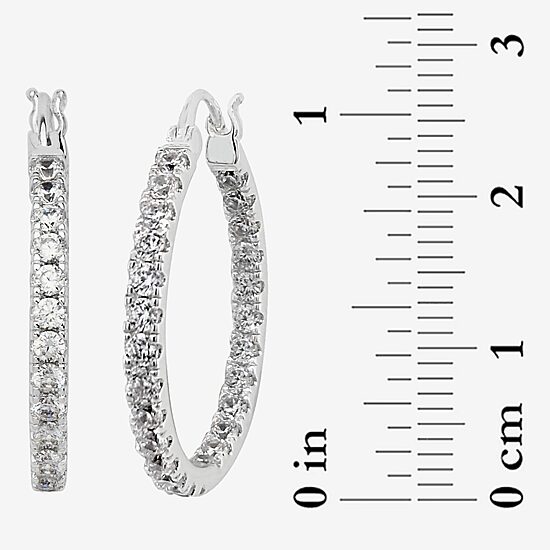 Silver Reflections Womens Cubic Zirconia 27.5mm Hoop Earrings