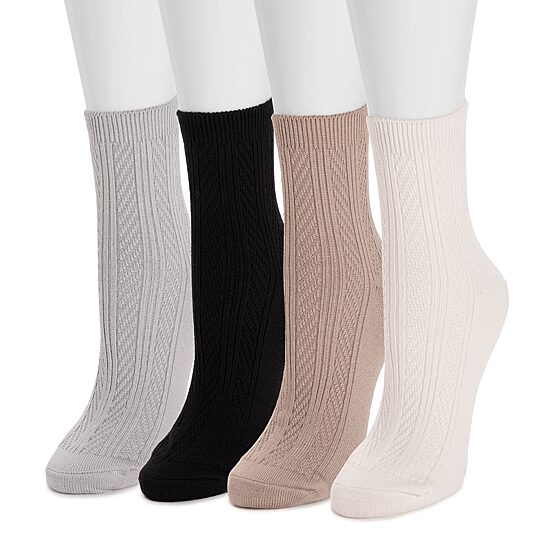 Muk Luks Microfiber Womens 4 Pair Crew Socks