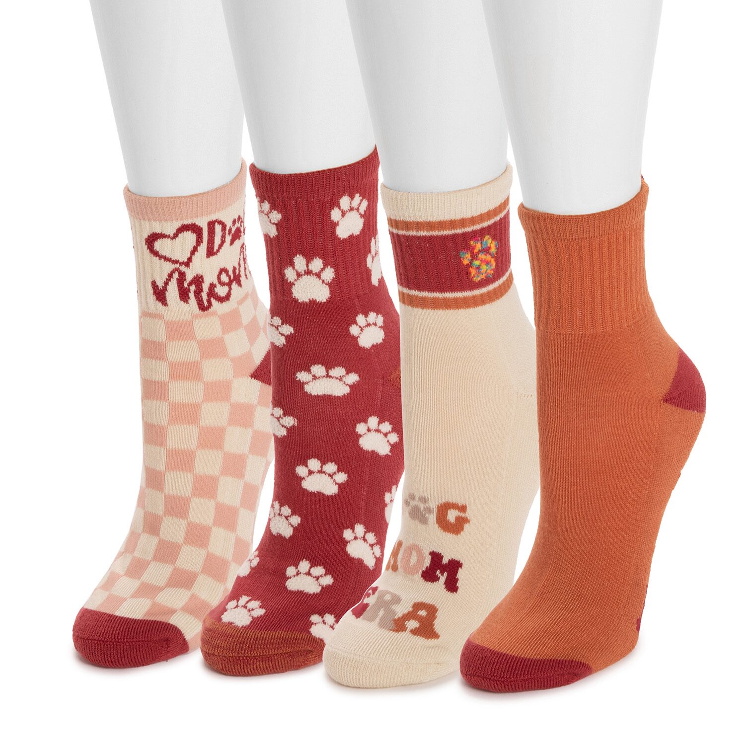 Muk Luks Womens 4 Pair Quarter Ankle Socks