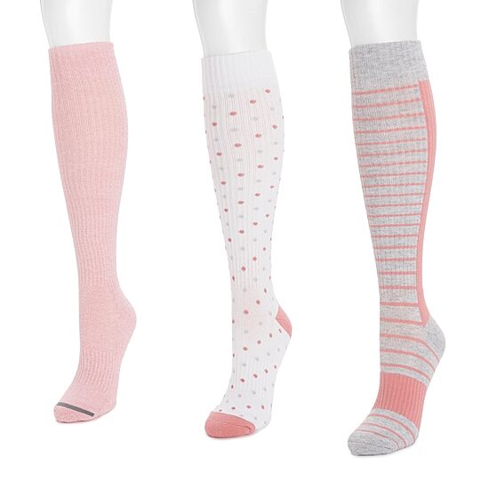 Muk Luks Compression Womens 3 Pair Knee High Socks