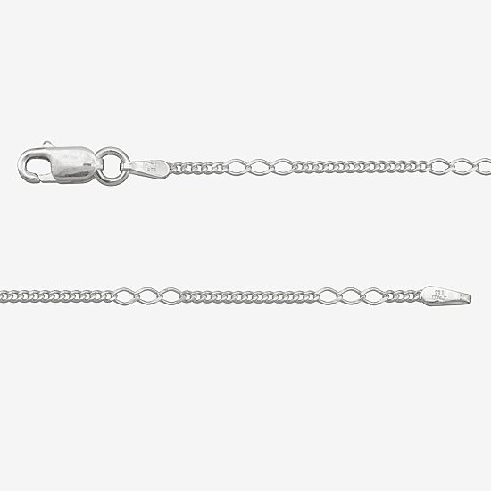 Made in Italy Womens Sterling Silver 9 1/2 Inch Solid Link Ankle Bracelet