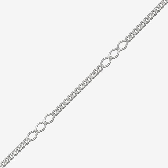 Made in Italy Womens Sterling Silver 9 1/2 Inch Solid Link Ankle Bracelet