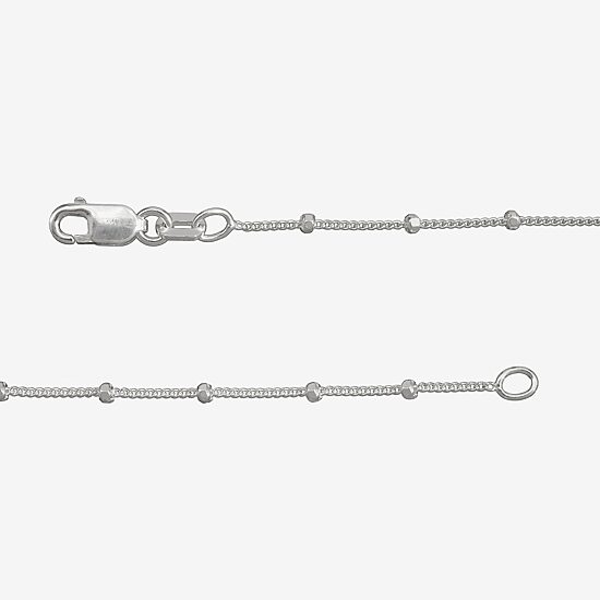 Made in Italy Womens Sterling Silver 9 1/2 Inch Solid Bead Ankle Bracelet