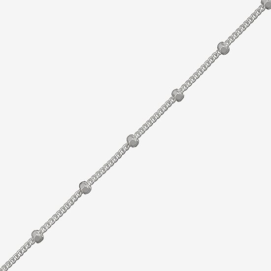 Made in Italy Womens Sterling Silver 9 1/2 Inch Solid Bead Ankle Bracelet