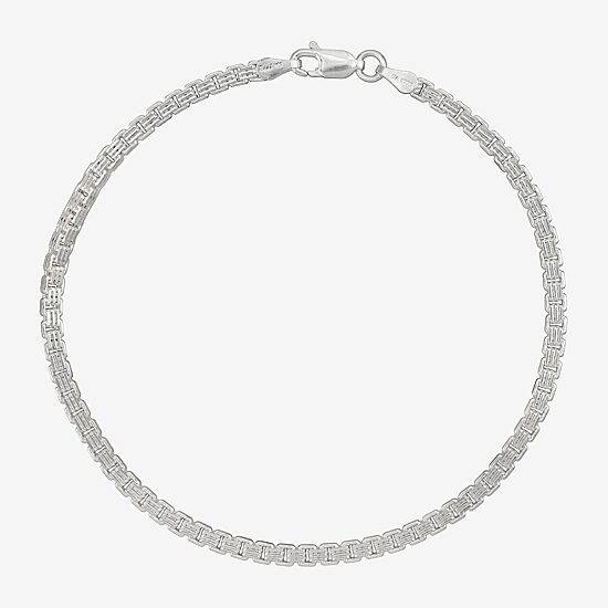Made in Italy Mens Sterling Silver 8 1/2 Inch Solid Box Chain Bracelet