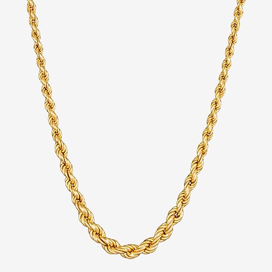 Made in Italy Womens 24K Gold Over Silver 18 Inch Rope Chain Necklace
