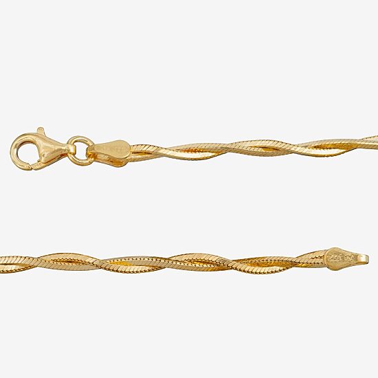 Made in Italy Womens 24K Gold Over Silver 20 Inch Braid Chain Necklace